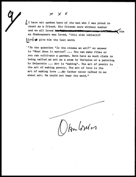 Welles letter framed