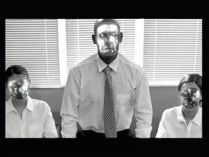 Still from music video for “Revolution Action” by Atari Teenage Riot.